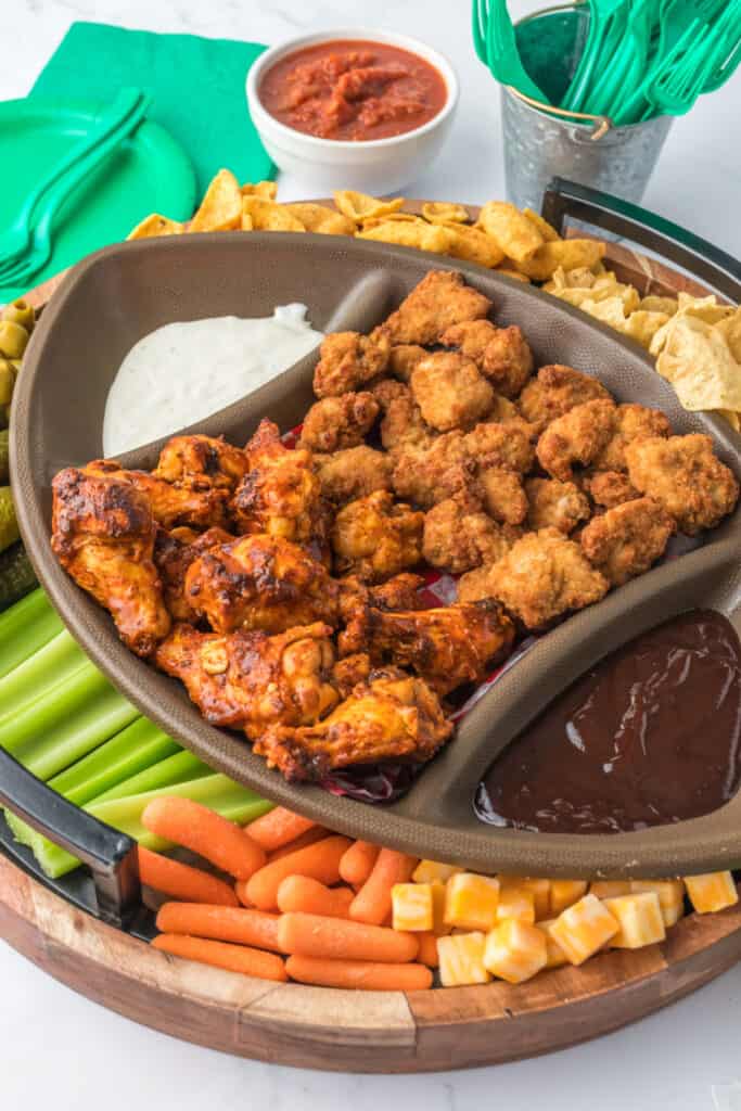 football charcuterie board ready for game day