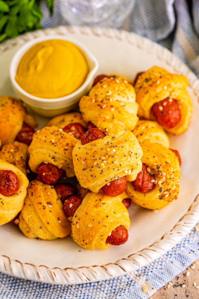 pigs in a blanket on plate ready to serve