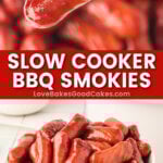 slow cooker bbq smokies pin collage