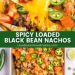 spicy loaded back bean nachos pin collage