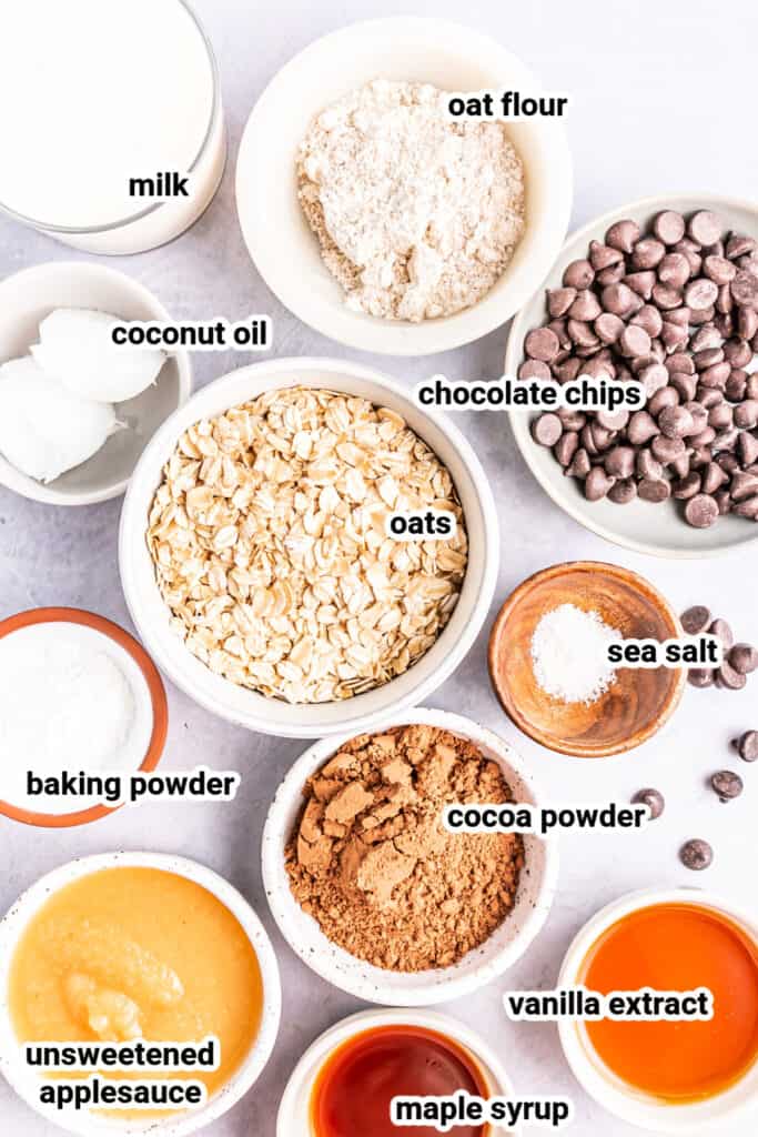 ingredients to make brownie batter baked oatmeal