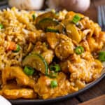 closeup of mushroom chicken on plate