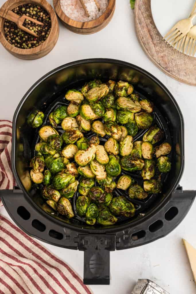 If you like your Brussels sprouts crispier, cook for an additional 2-4 minutes. Remove from the air fryer and serve immediately. 