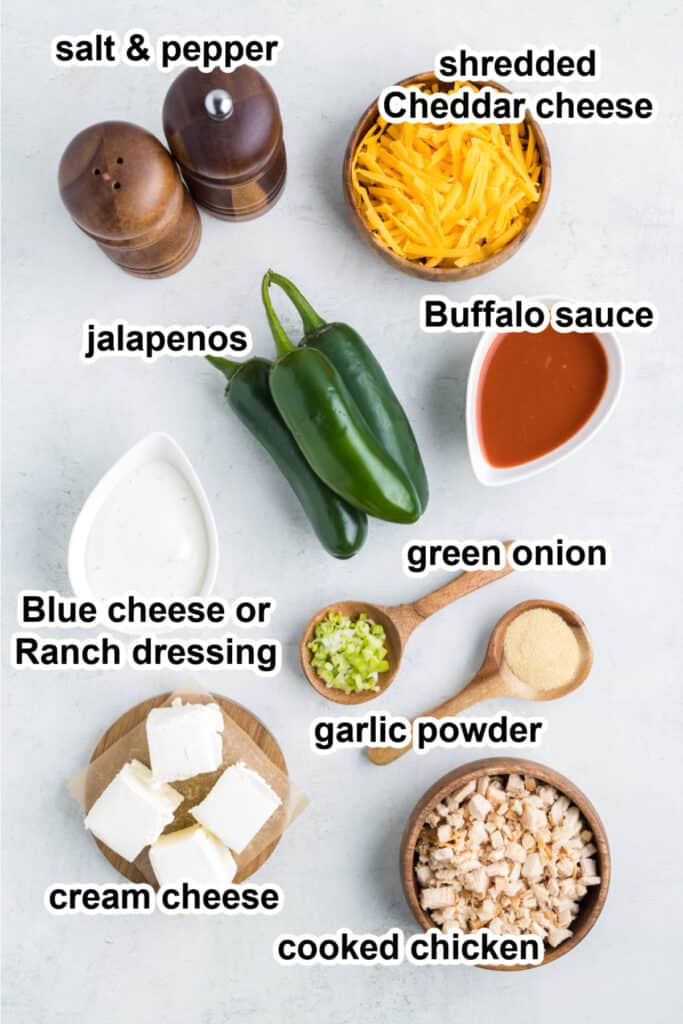 ingredients to make chicken jalapeno poppers