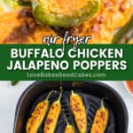 air fryer buffalo chicken jalapeno poppers pin collage