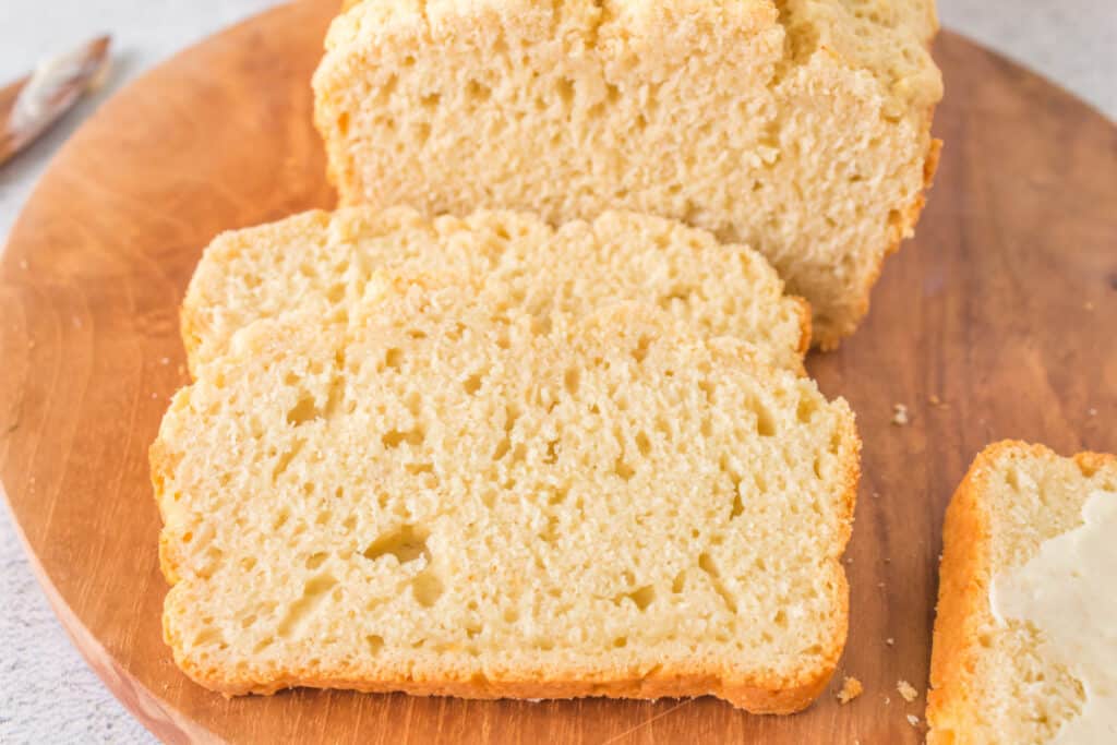 slice of beer quick bread close up