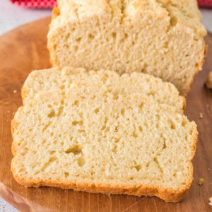 closeup of a slice of beer quick bread