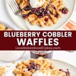 blueberry cobbler waffles pin collage