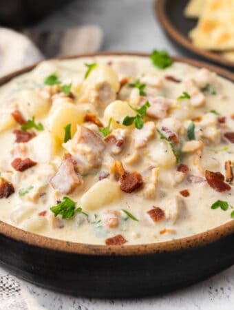 new england clam chowder in bowl