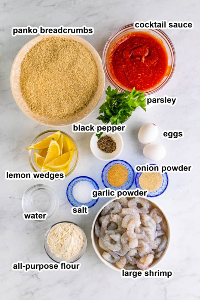 ingredients to make panko fried shrimp