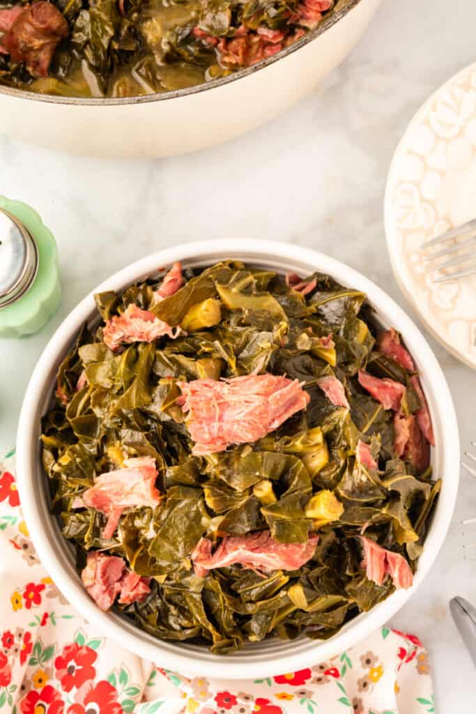 bowl filled with southern style collard greens