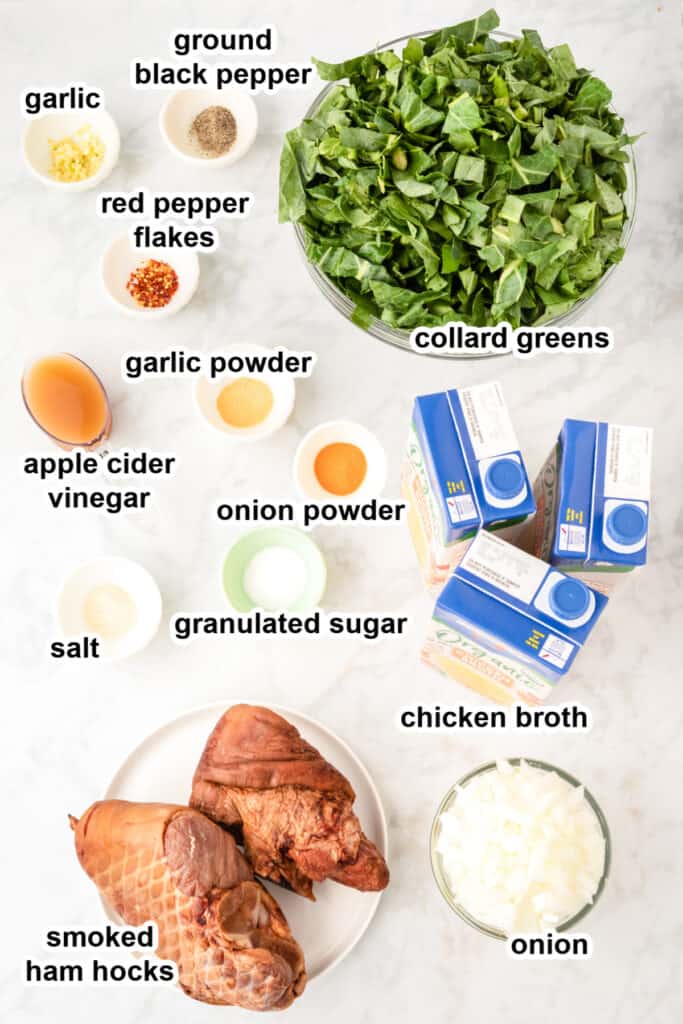 ingredients to make southern collard greens