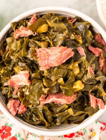 cooked collard greens in a bowl