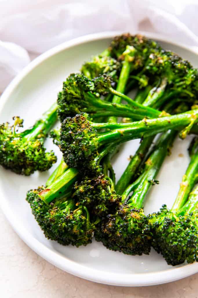 air fryer broccolini on plate