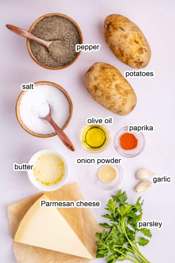 ingredients to make garlic parmesan fries