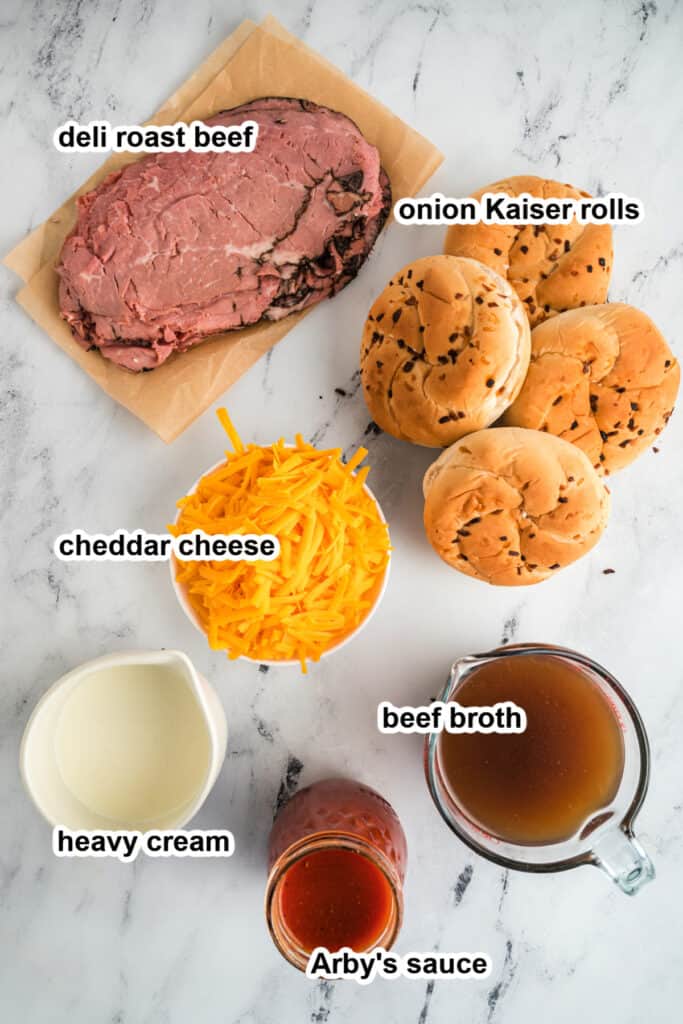 ingredients to make beef and cheddar sandwiches
