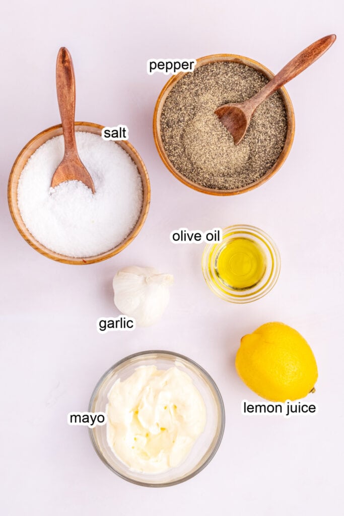 ingredients to make garlic aioli