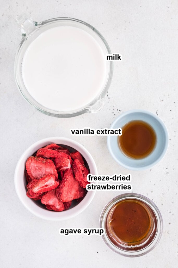 ingredients to make strawberry milk