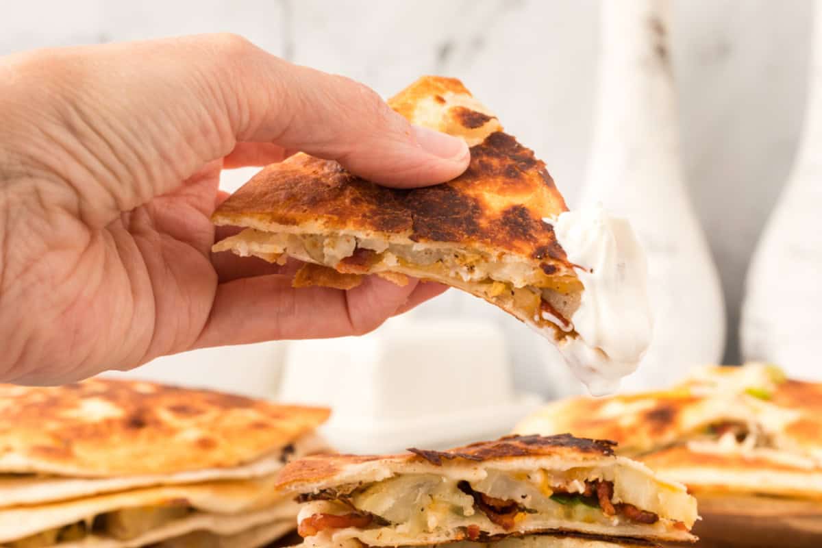 Loaded Baked Potato Quesadilla - Love Bakes Good Cakes