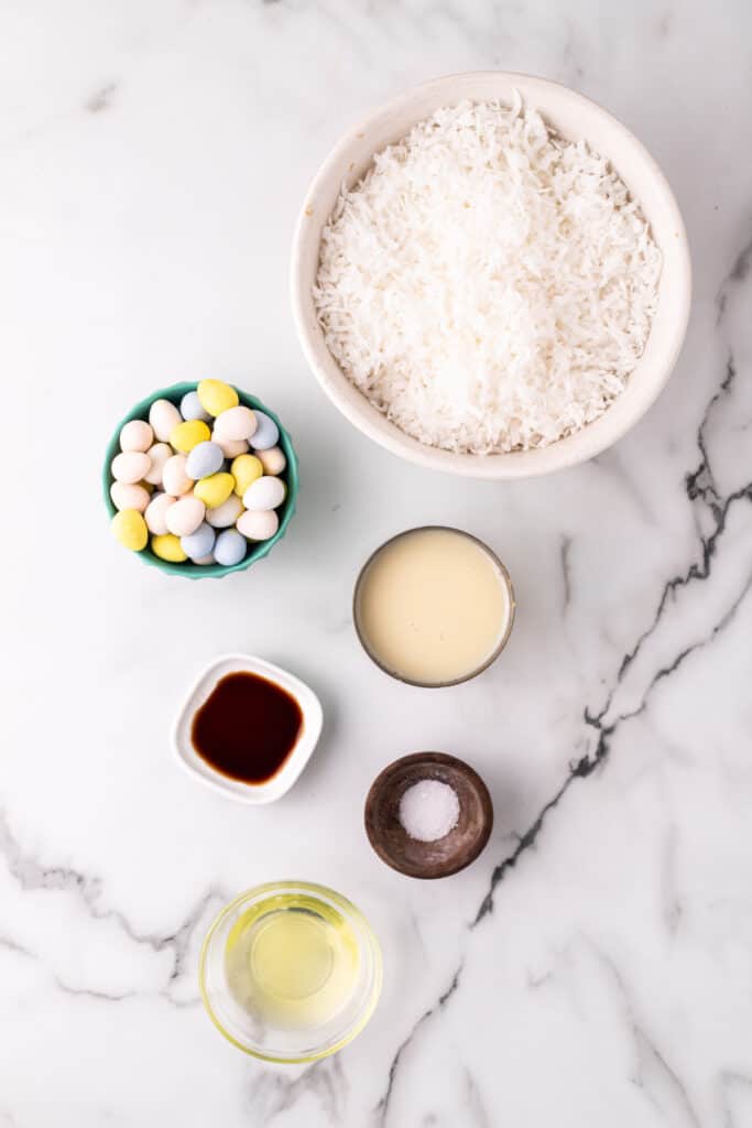 ingredients to make coconut easter nests
