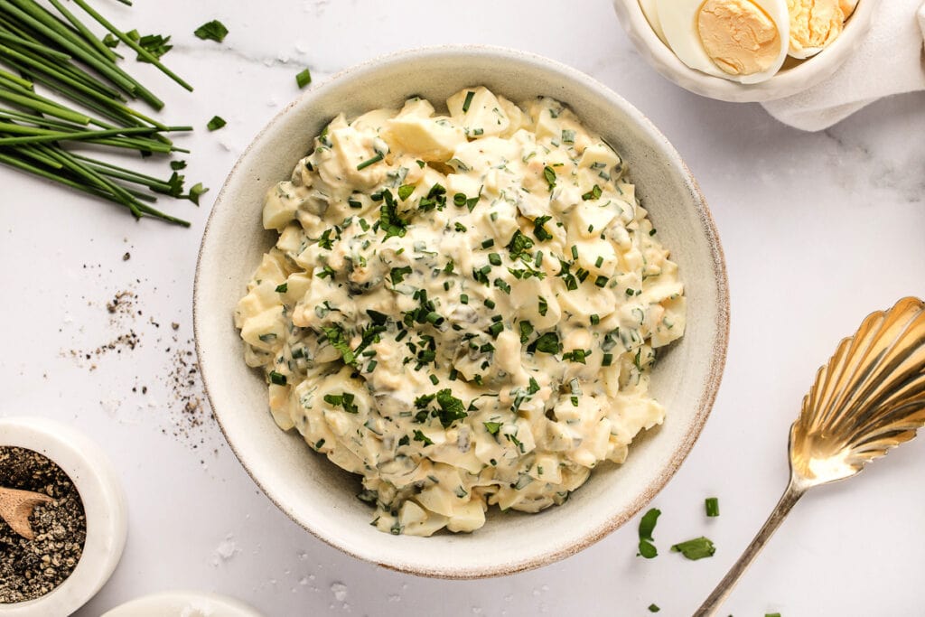 herbed egg salad in bowl
