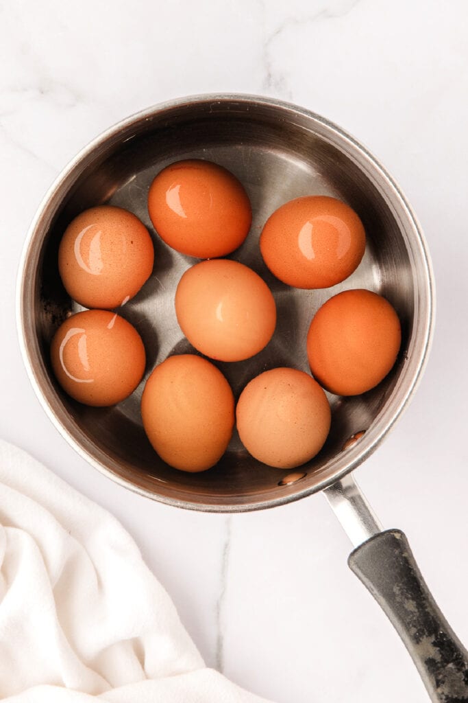 eggs in pan to be hard-boiled