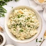 closeup of herbed egg salad in bowl