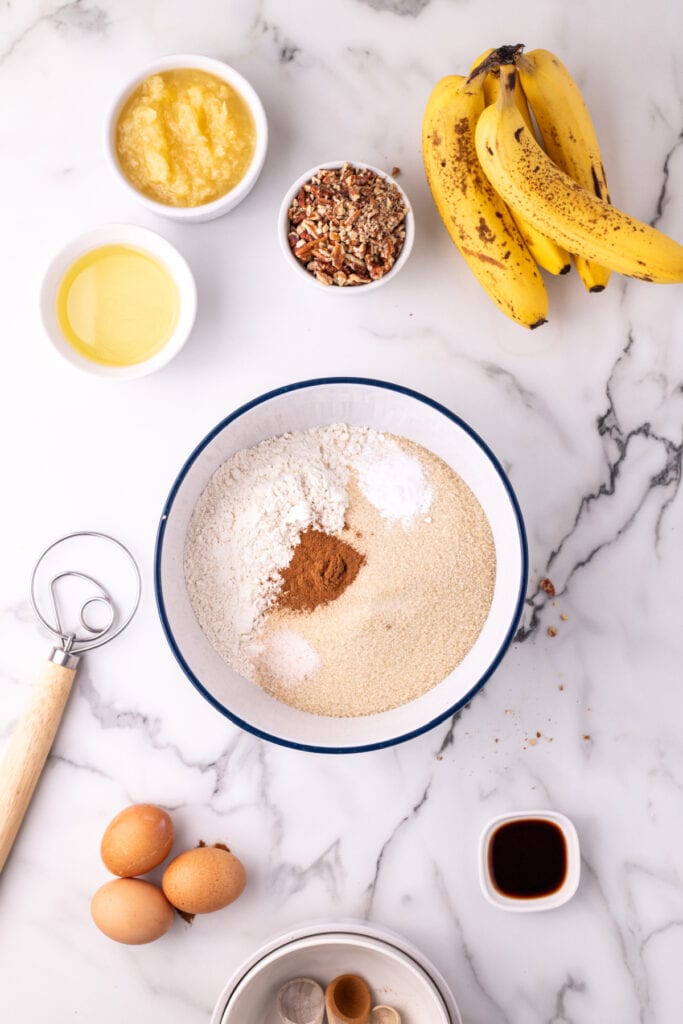 the dry ingredients in a mixing bowl before being mixed