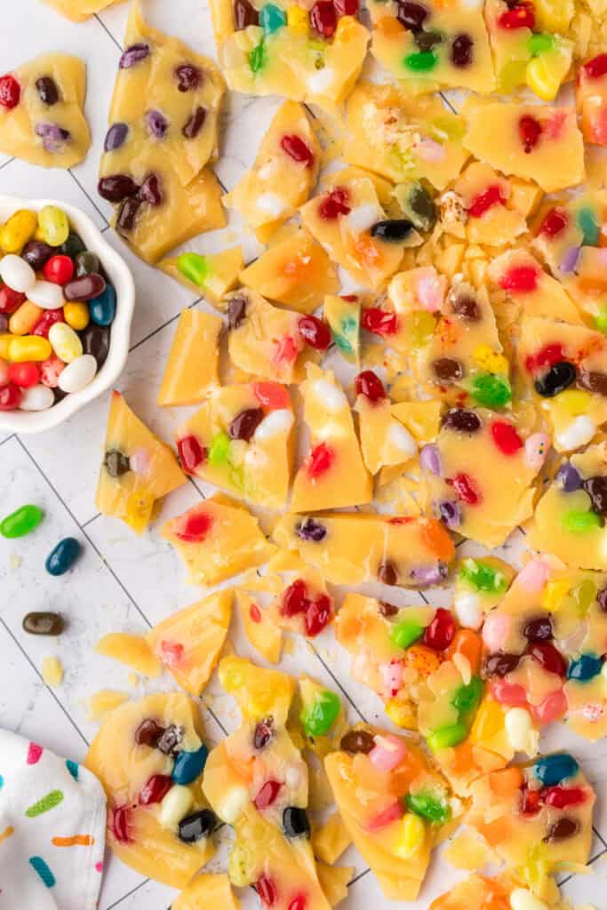 the jelly bean brittle after being broken into pieces