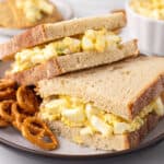 closeup of million dollar egg salad on bread