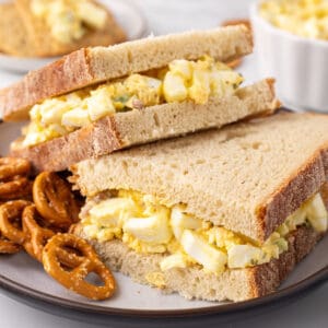 closeup of million dollar egg salad on bread