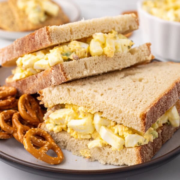 closeup of million dollar egg salad on bread