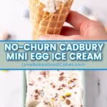 no churn cadbury mini egg ice cream pin collage