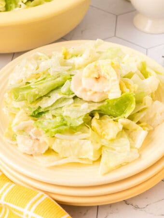 closeup of old fashioned banana lettuce salad on plate
