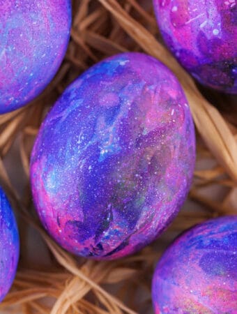 closeup of a galaxy easter egg