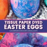 tissue paper dyed easter eggs pin collage