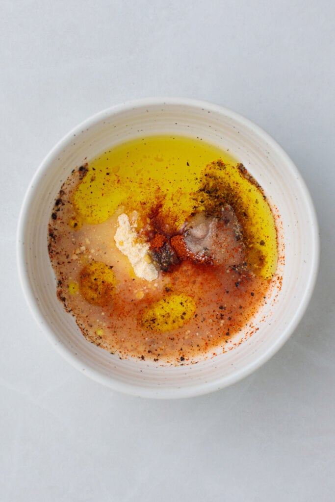 seasoning mix in a bowl before being mixed for air fryer frozen salmon 