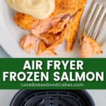 air fryer frozen salmon pin collage