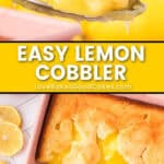 easy lemon cobbler pin collage