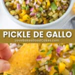 Pinterest pin featuring a bowl of Pickle de Gallo