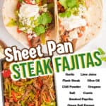 sheet pan steak fajitas facebook collage