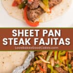 sheet pan steak fajitas pin collage