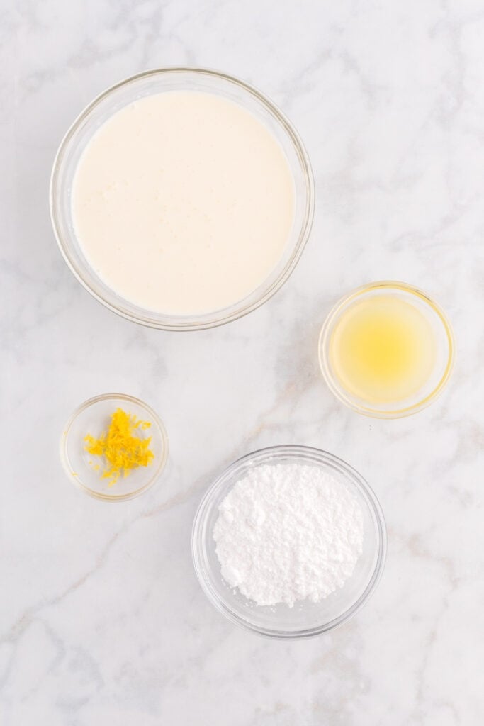 ingredients to make lemon cream topping for strawberry cake