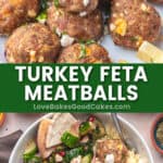 turkey feta meatballs pin collage
