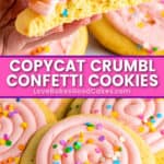 copycat crumbl confetti cookies pin collage