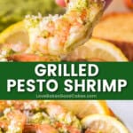 grilled pesto shrimp pin collage