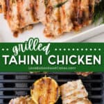 grilled tahini chicken pin collage