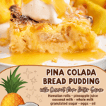 Piña Colada Bread Pudding with Coconut Rum Butter Sauce facebook collage