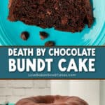 death by chocolate bundt cake pin collage