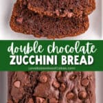 double chocolate zucchini bread pin collage